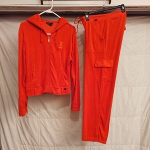 BCBG velour jogger set dark orange